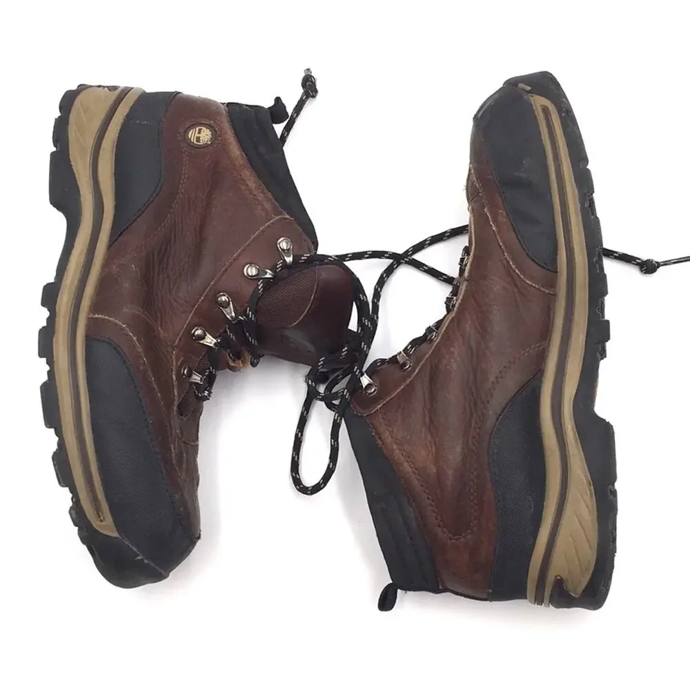 Timberland boys size 7 hiking shoes brown leather